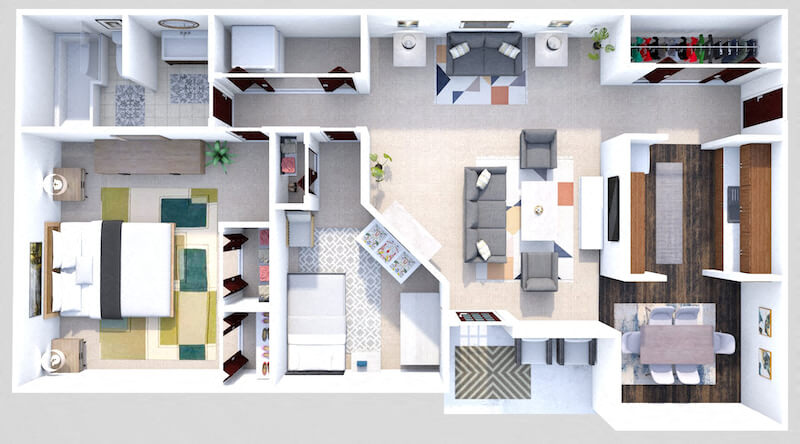 Phase I - 2 Bed 1 Bath floor plan